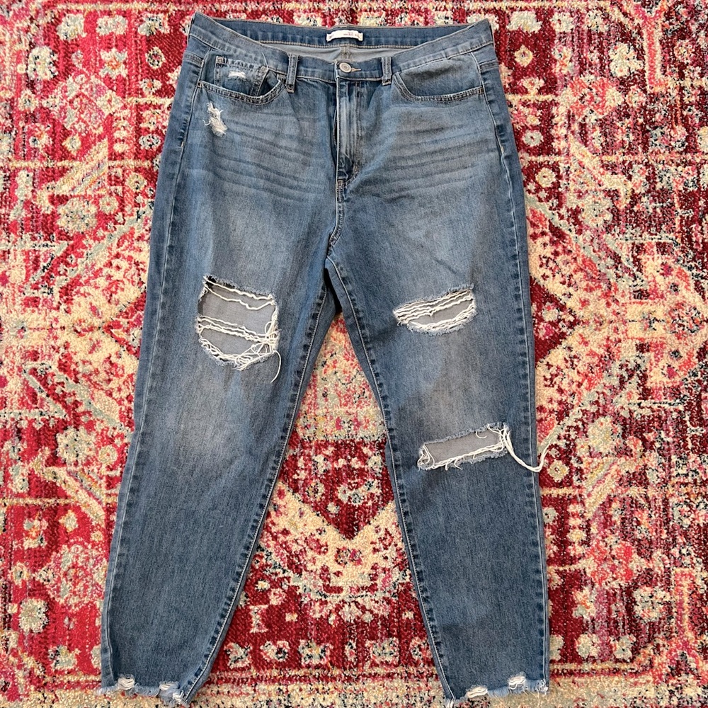 SO distressed Mom jeans